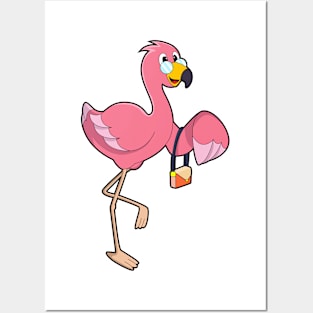 Flamingo with Purse Posters and Art